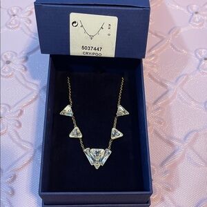 Swarovski Gold Necklace with Crystal Accents